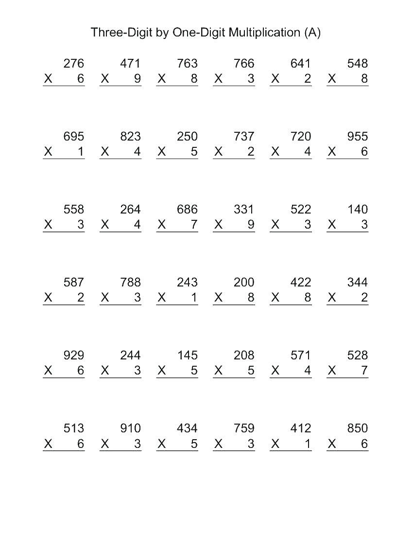 Math Worksheet ~ 4Th Grade Multiplication Worksheets