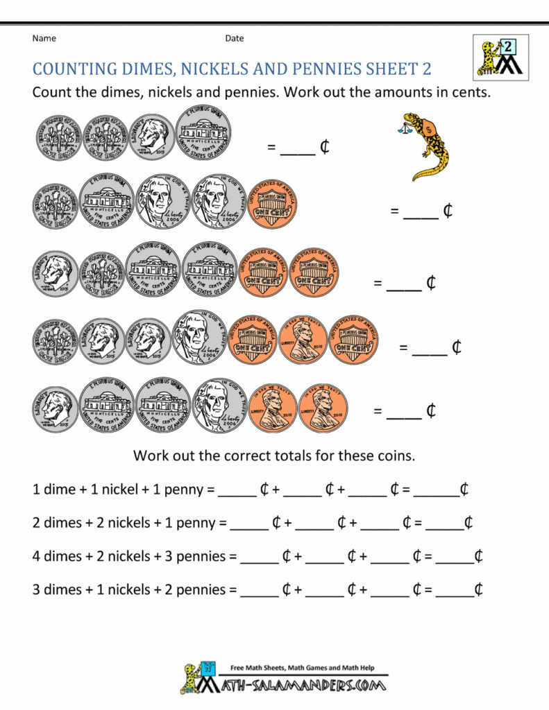 Math Worksheet ~ Free Counting Money Worksheets Dimes