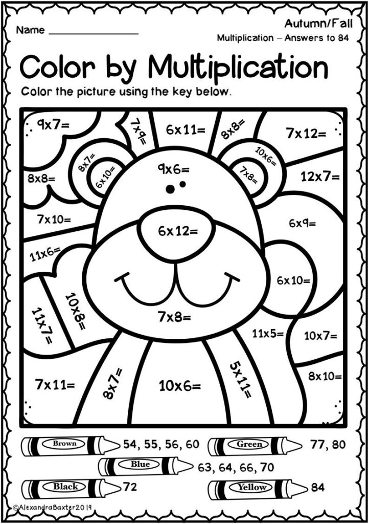 Math Worksheet ~ Math Colornumber Multiplication