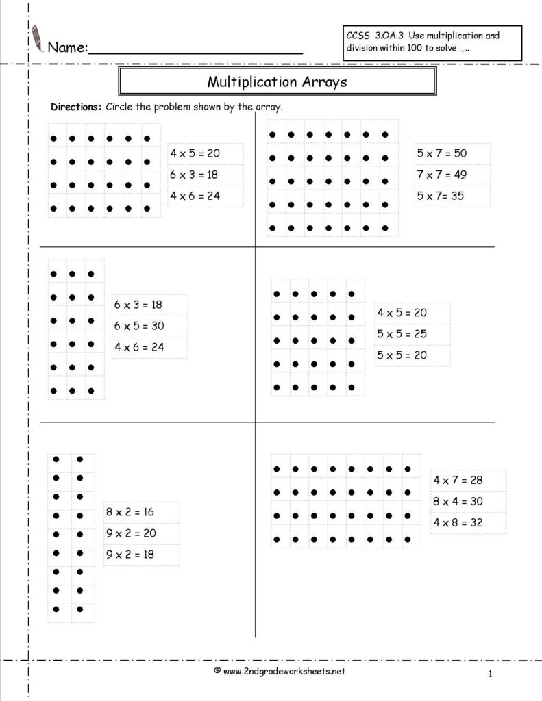 Multiplication Arrays Worksheets | Array Worksheets, Array