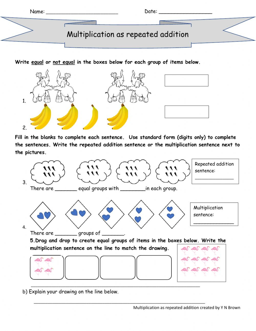Repeated Addition As Multiplication Worksheet Pdf