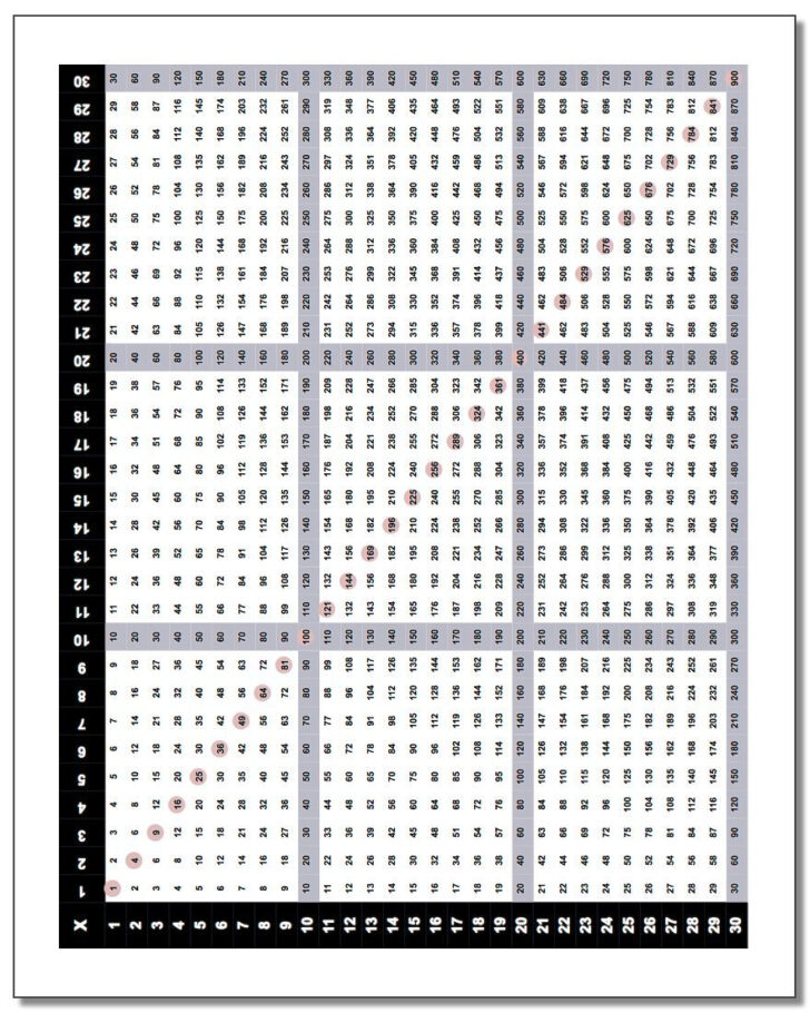 Multiplication Chart 30X30 multiplication chart