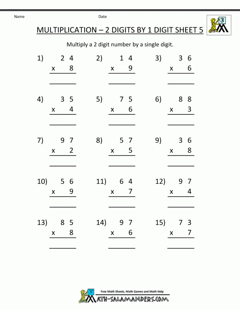 Multiplication Practice Worksheets Grade 3 | Multiplication