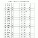 Multiplication Printable Worksheets 7 Times Table Speed