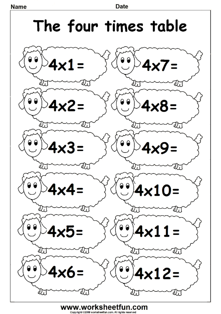 Multiplication Times Tables Worksheets – 2, 3 & 4 Times