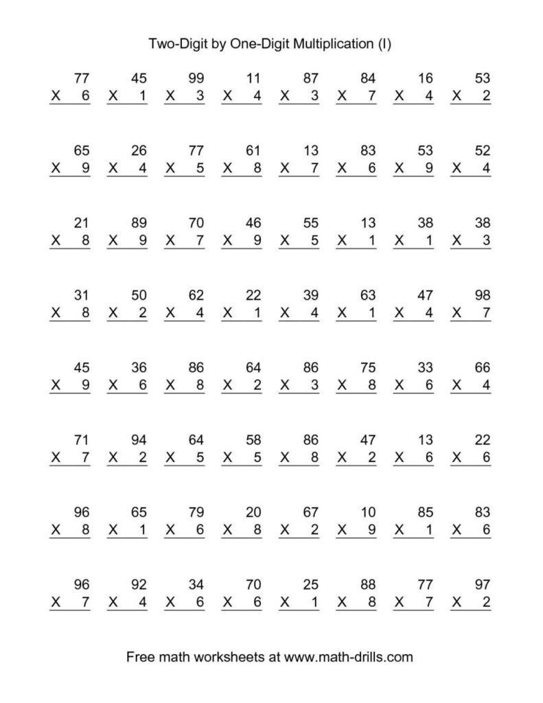 Multiplication Worksheets 6Th Grade Printable