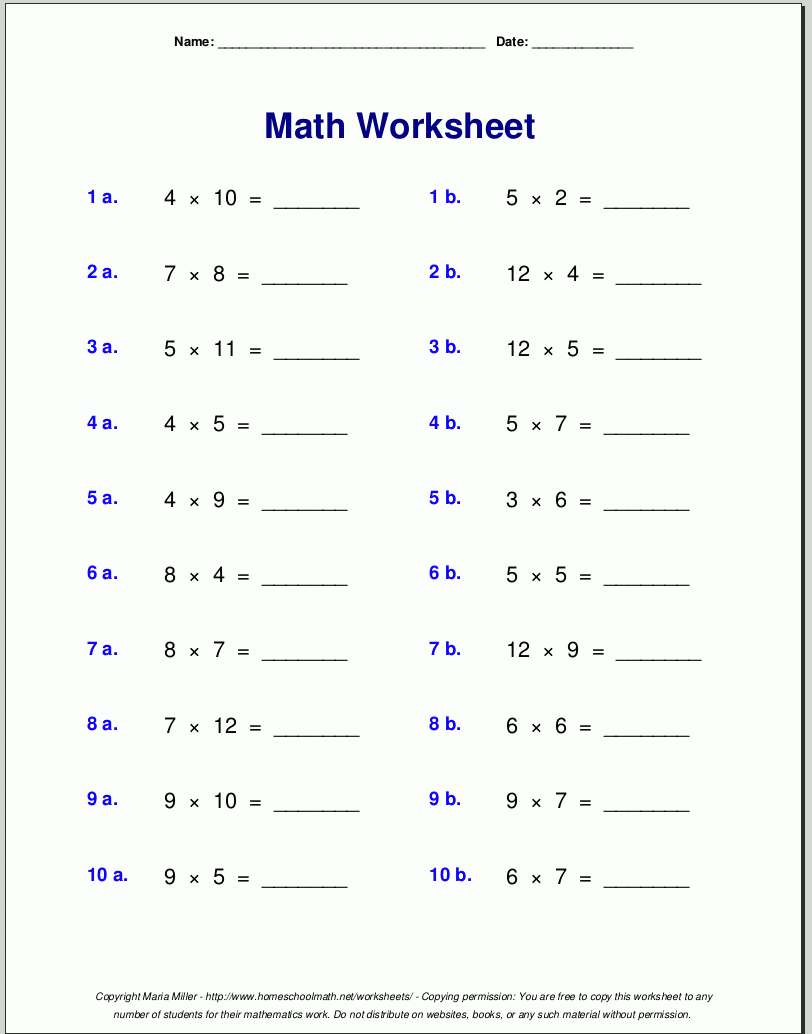 Multiplication Worksheets For Grade 3 | 4Th Grade Math