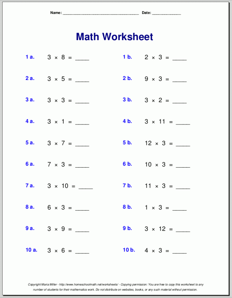 Multiplication Worksheets For Grade 3 | 4Th Grade Math