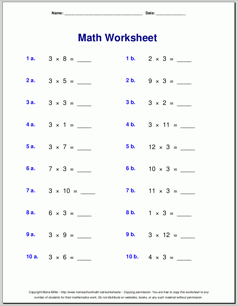 Multiplication Worksheets For Grade 3 | 4Th Grade Math