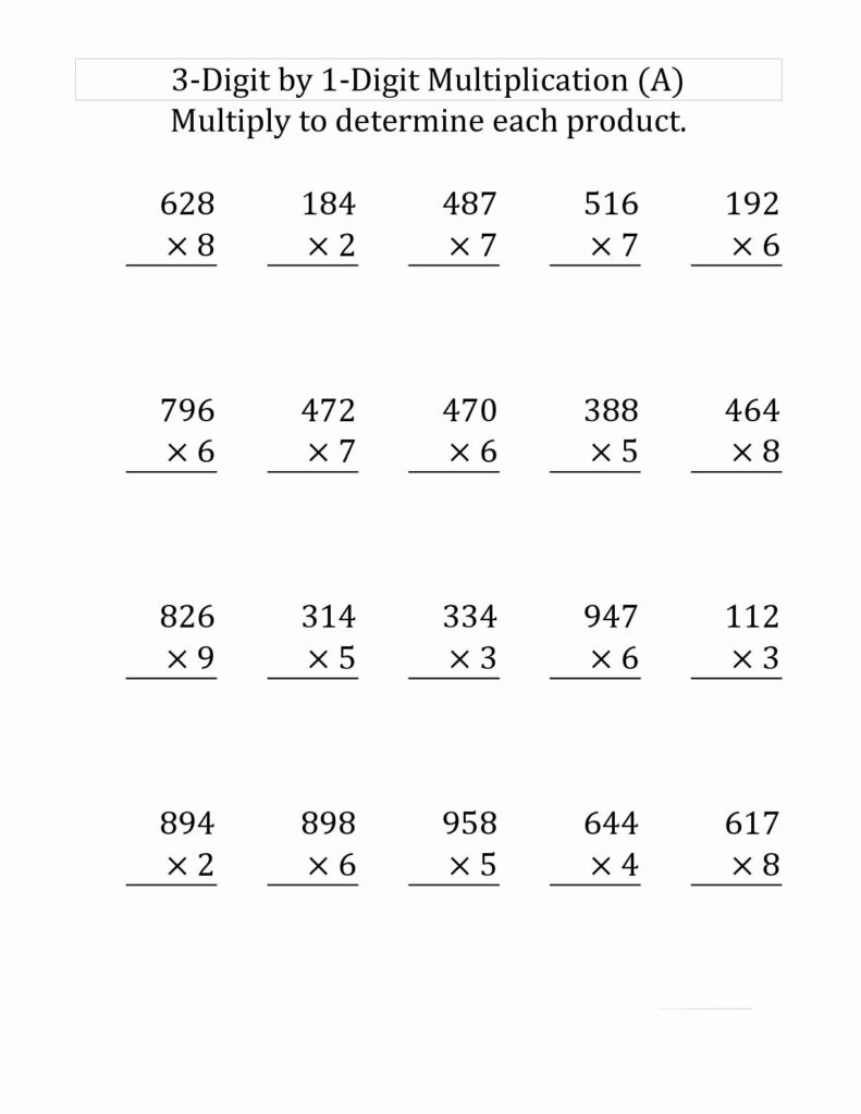 Multiplication Worksheets Two Digit Lovely 4Th Grade