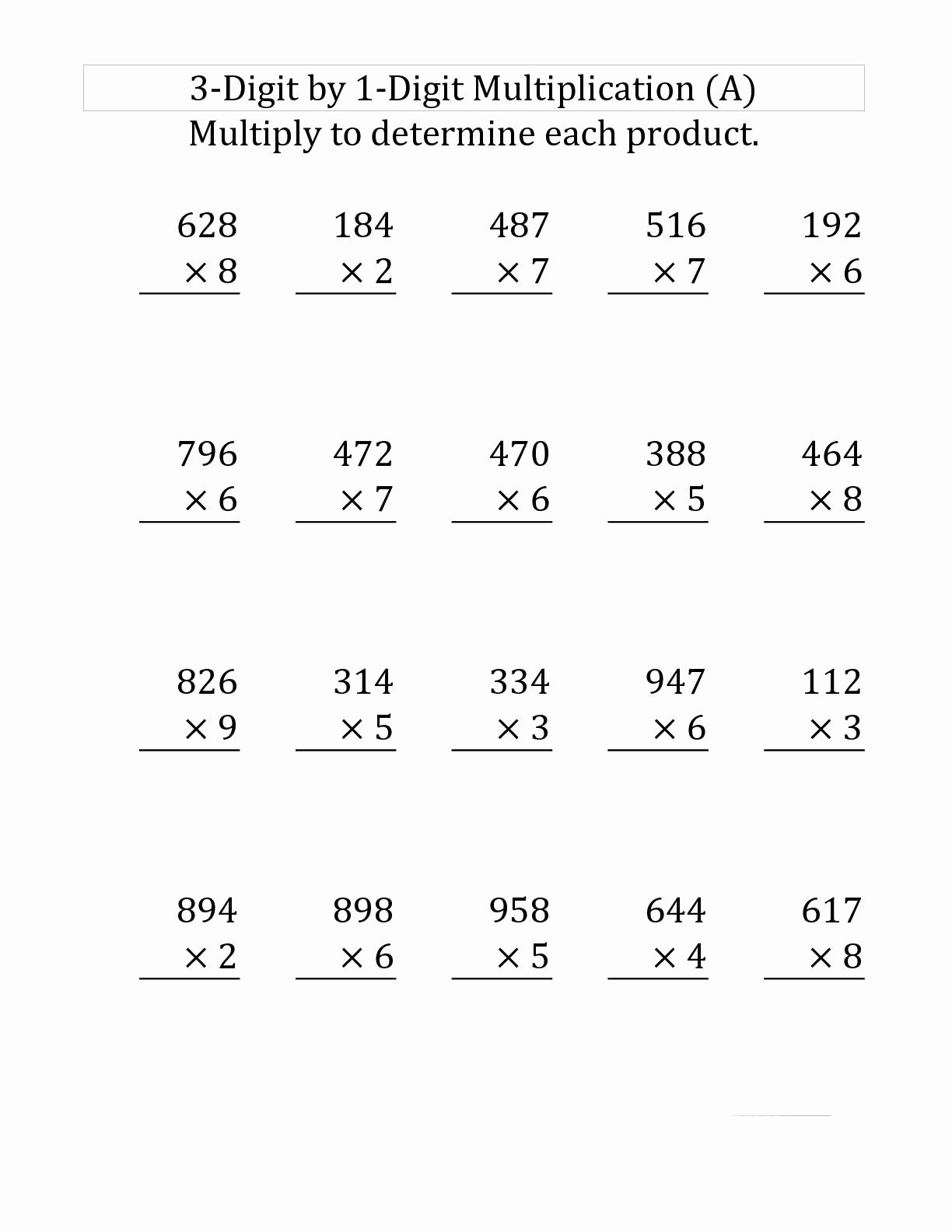 Multiplication Worksheets Two Digit Lovely 4Th Grade