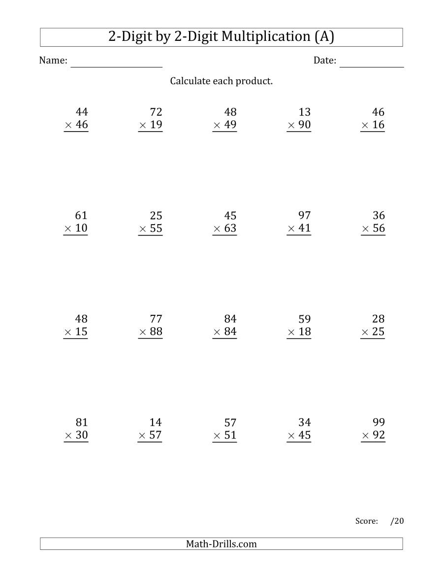 Multiplying 2-Digit2-Digit Numbers (A)