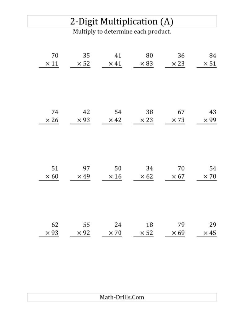 Multiplying A 2 Digit Numbera 2 Digit Number (A) Long