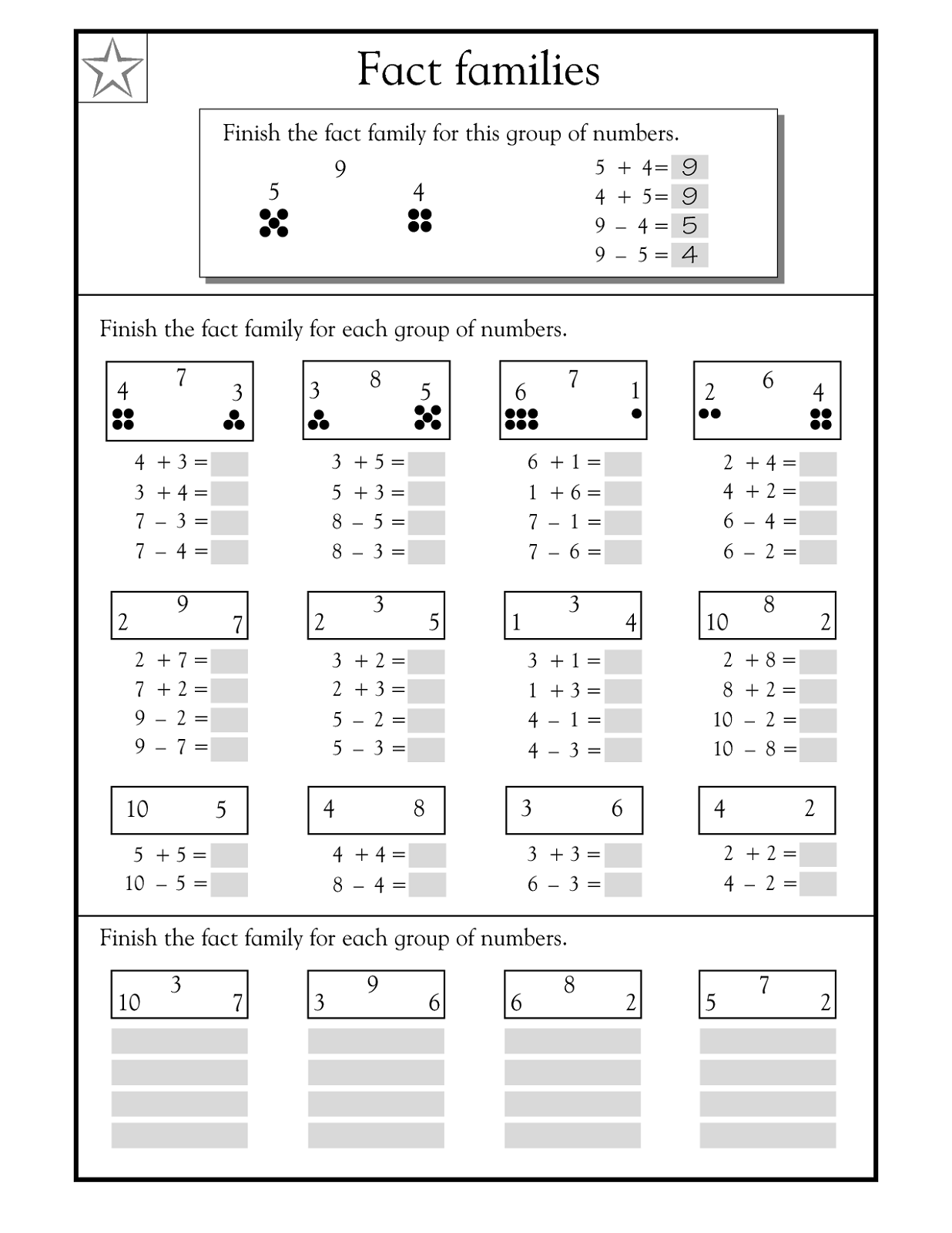Number Family Worksheets For Kids | Family Worksheet, Fact