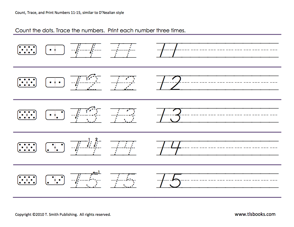 Numbers Tracing: 11-15 | Preschool Worksheets, Kindergarten