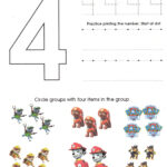 Paw Patrol Number Worksheet 4 | Preschool Worksheets, Number