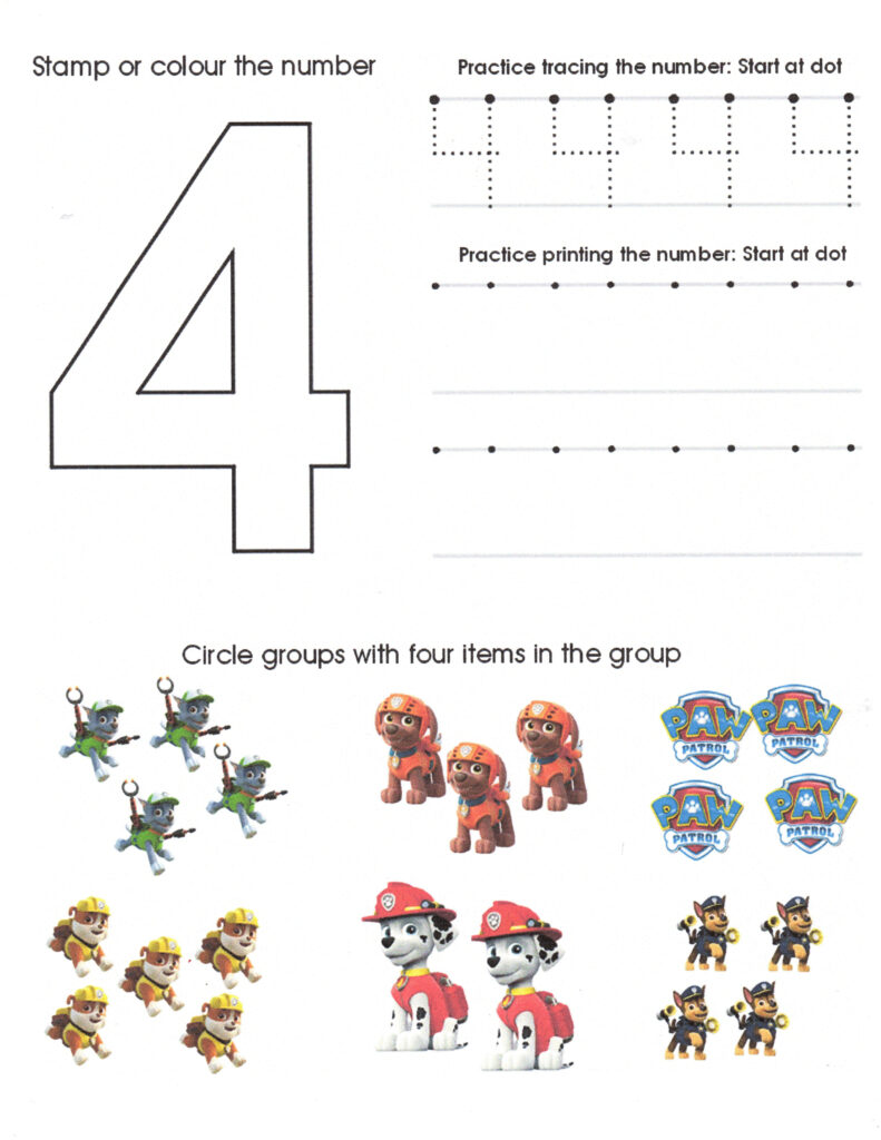 Paw Patrol Number Worksheet 4 | Preschool Worksheets, Number