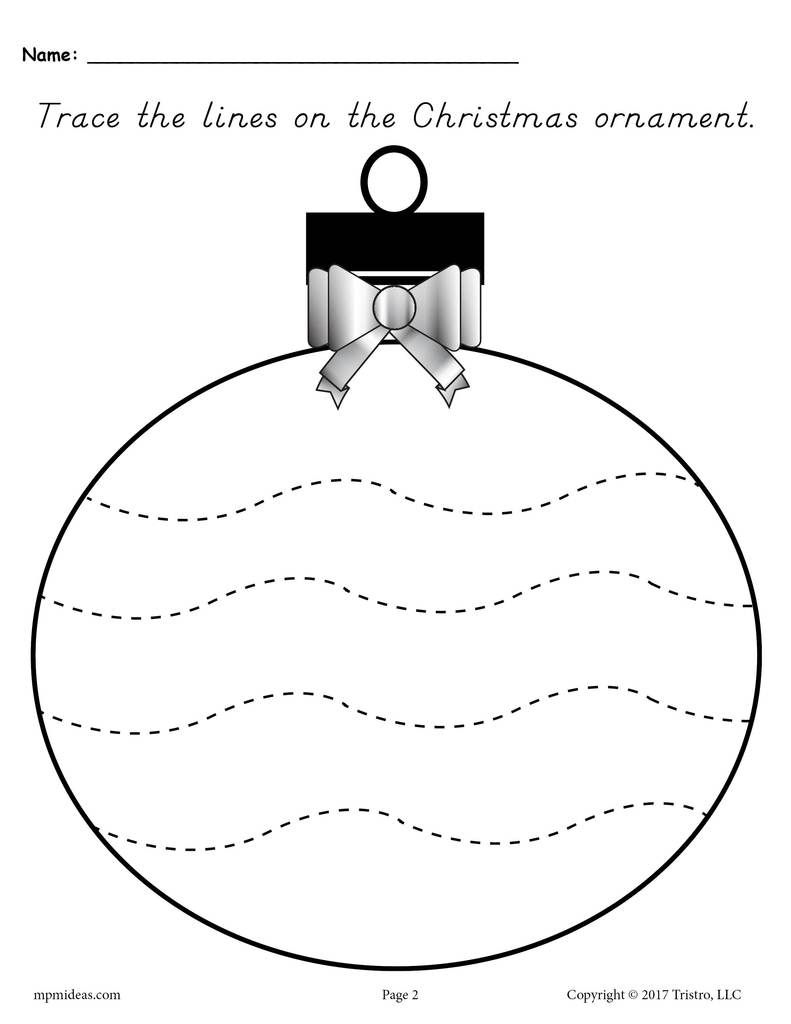 Printable Christmas Ornament Line Tracing Worksheets