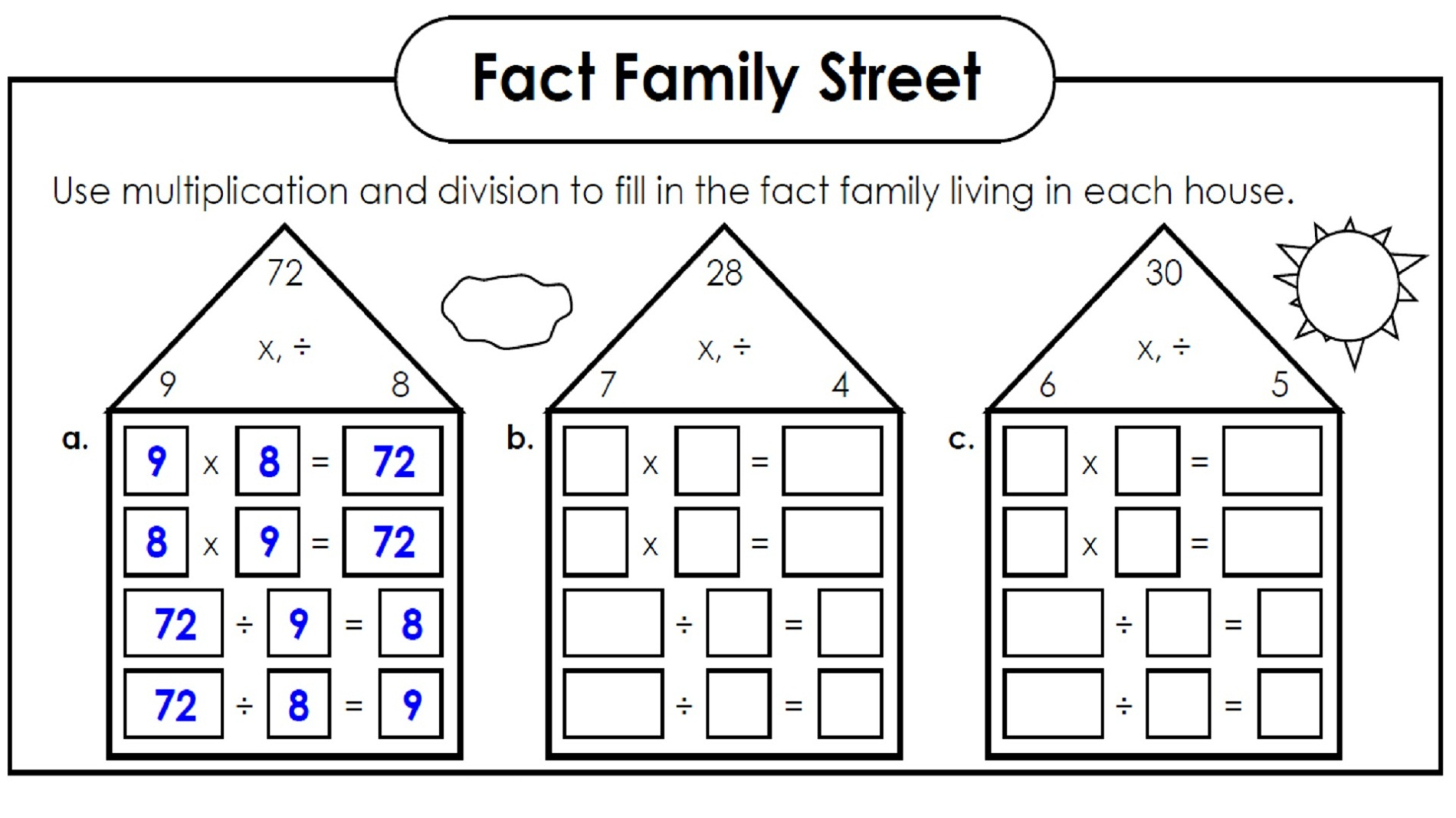 Printable Fact Triangles Worksheets | Activity Shelter