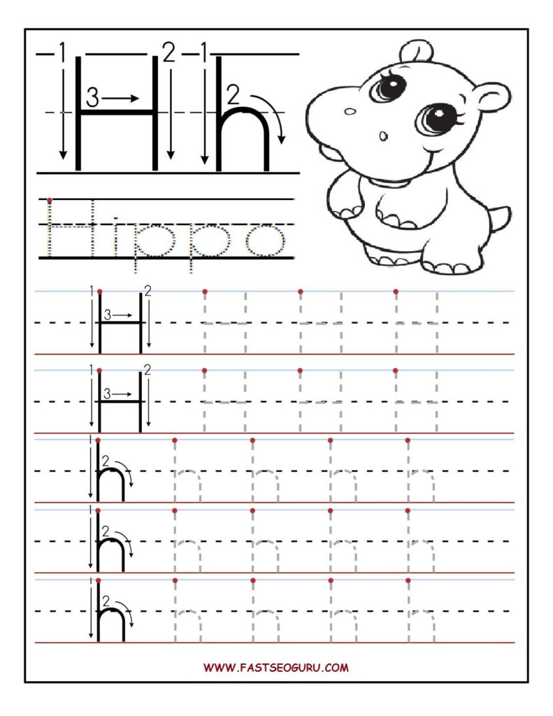 Printable Letter H Tracing Worksheets For Preschool