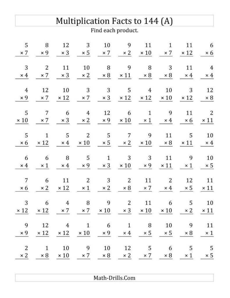 Printable Multiplication Worksheets For 4Th Grade