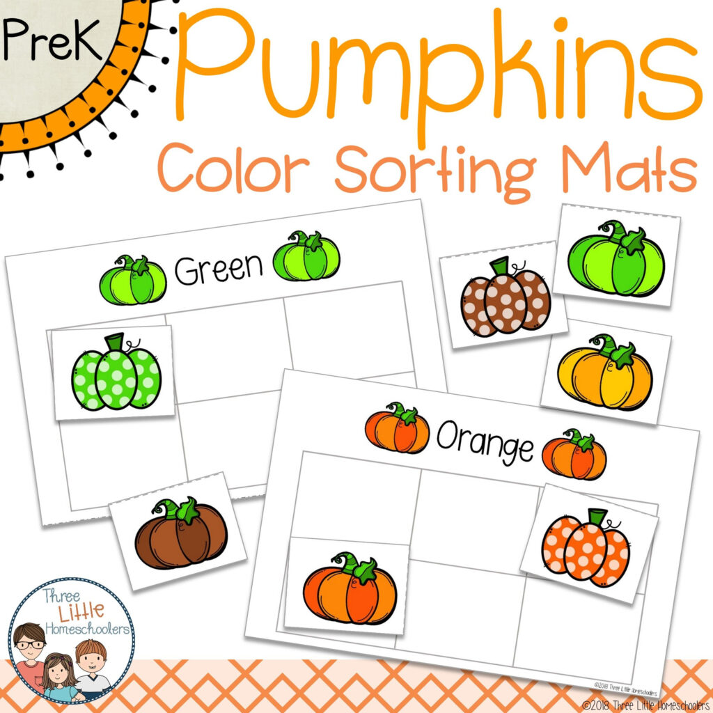 Pumpkins Color Sorting Mats And Worksheets | Color Sorting