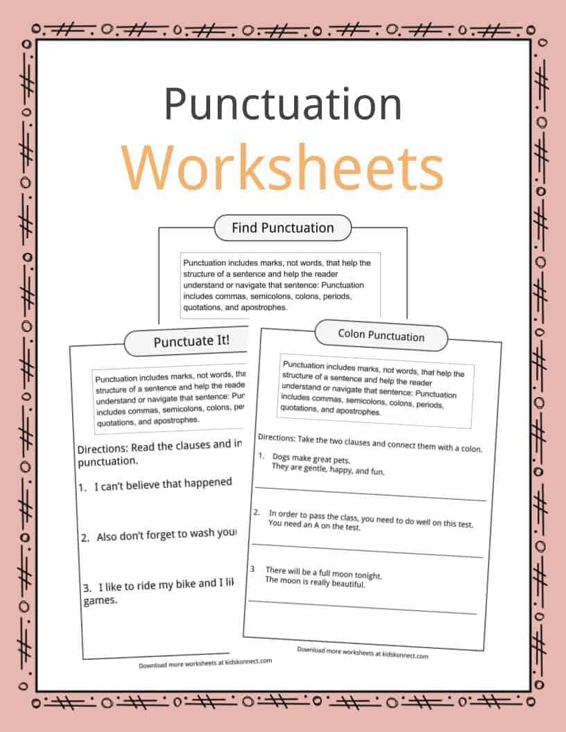 Punctuation Examples, Worksheets &amp;amp; Description For Kids
