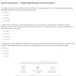 Quiz & Worksheet   3 Digit Multiplication Word Problems
