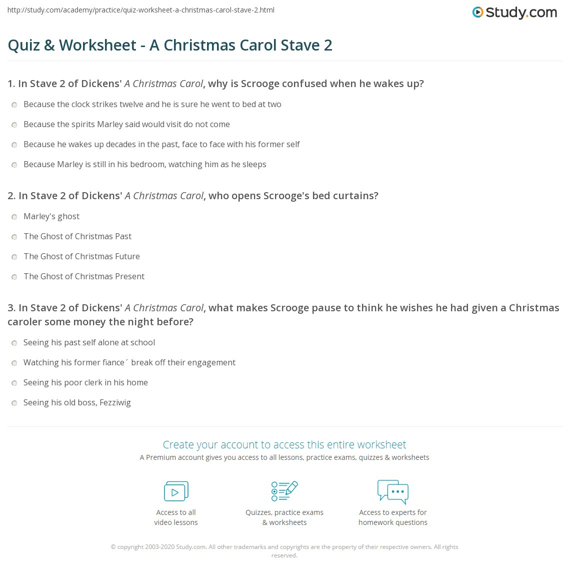 Quiz &amp;amp; Worksheet - A Christmas Carol Stave 2 | Study