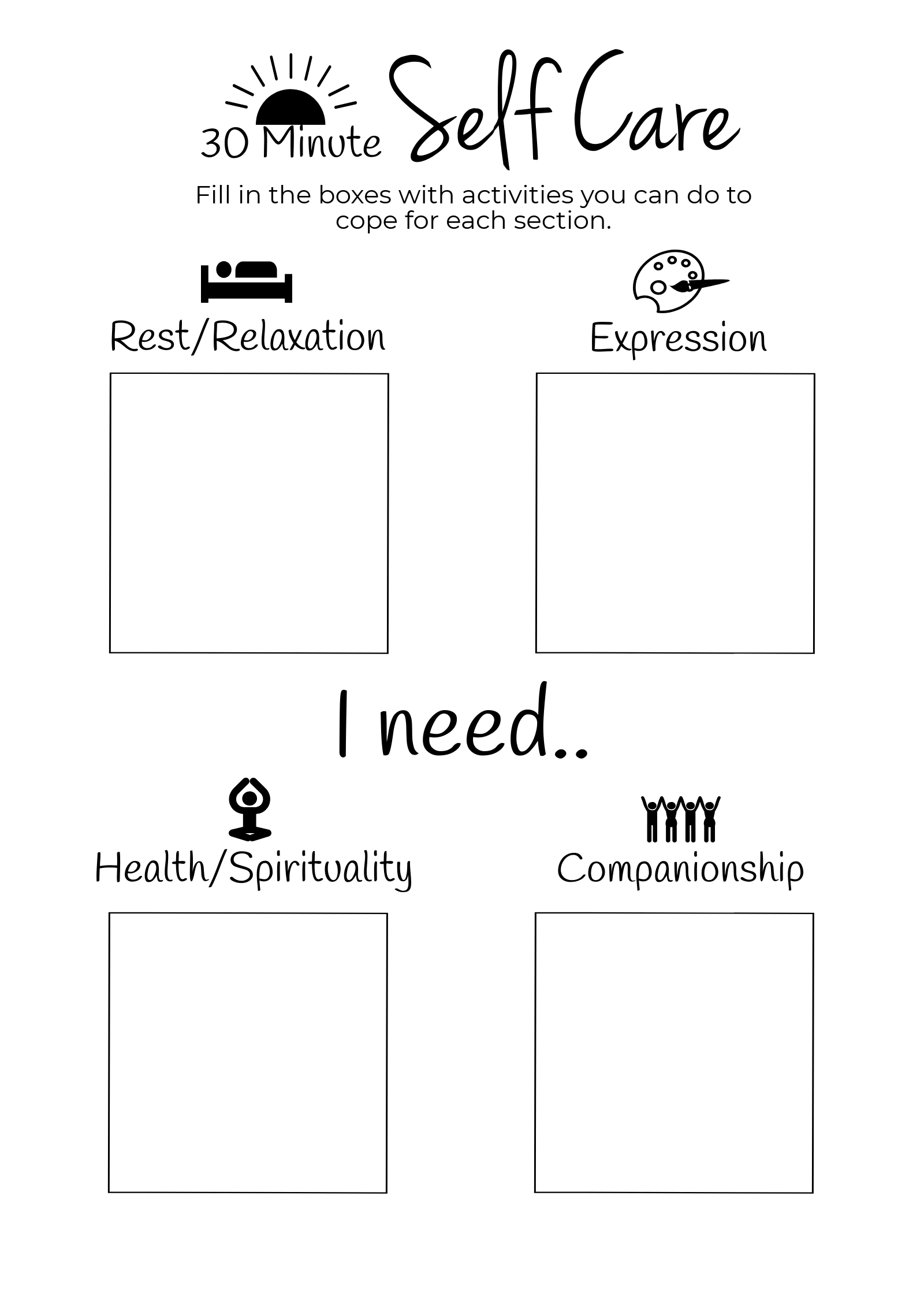 Self Care Worksheet | Self Care Worksheets, Therapy