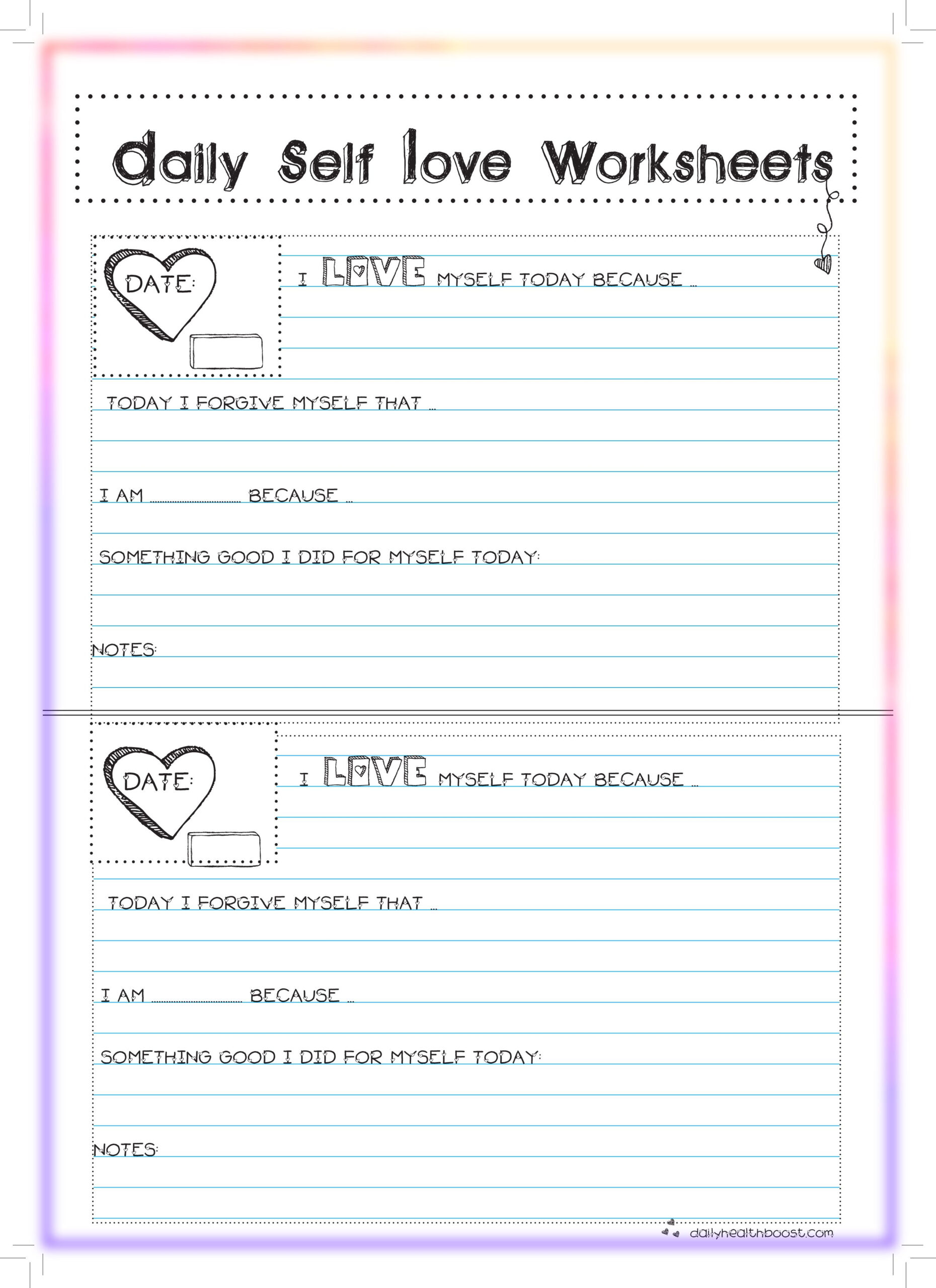 Self confidence Worksheets For Adults
