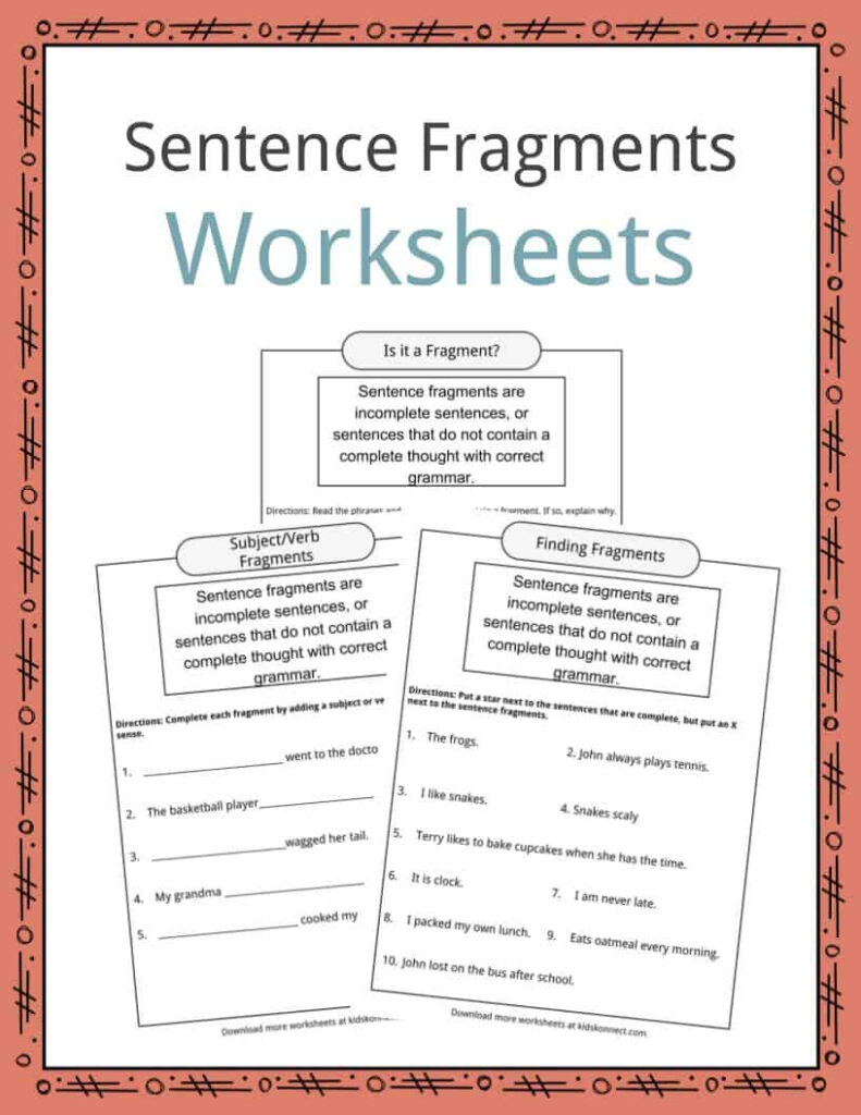 Sentence Fragments Worksheets, Examples & Definition For Kids