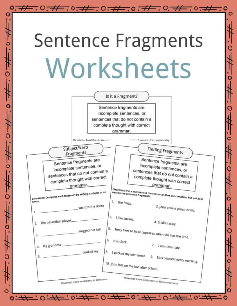 Sentence Fragments Worksheets, Examples &amp;amp; Definition For Kids