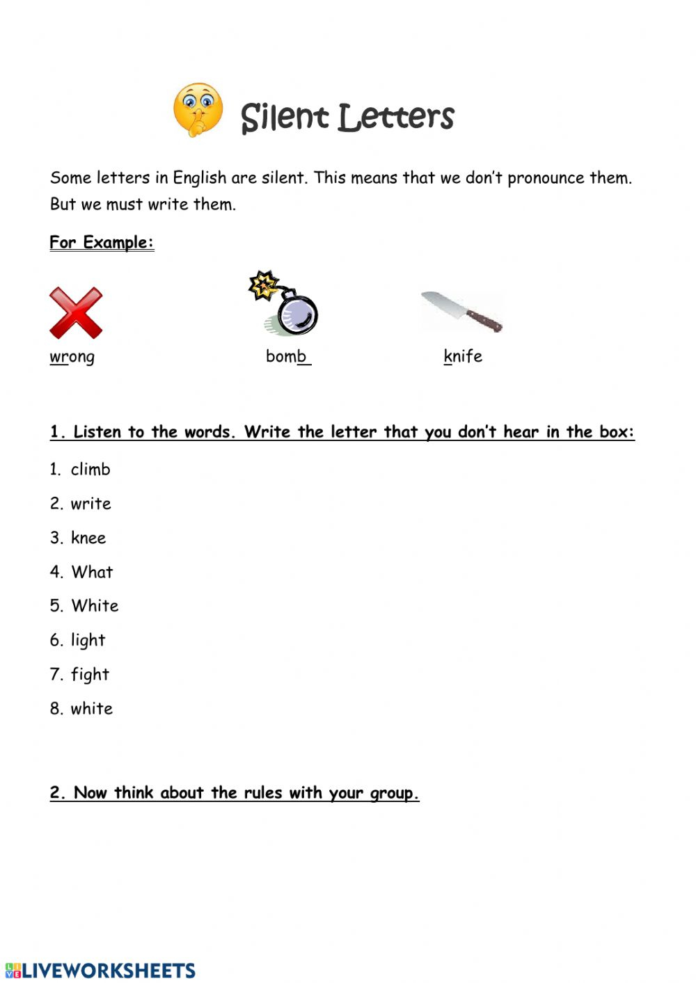 Silent Letters Activity