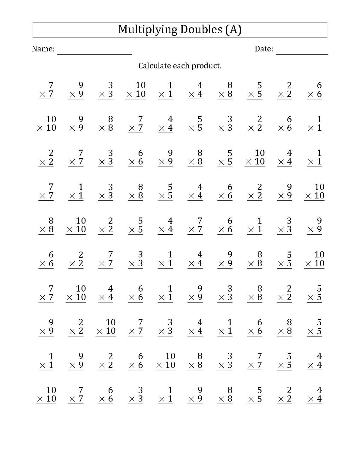 Sixth Grade Multiplying Doubles Math Worksheets | K5