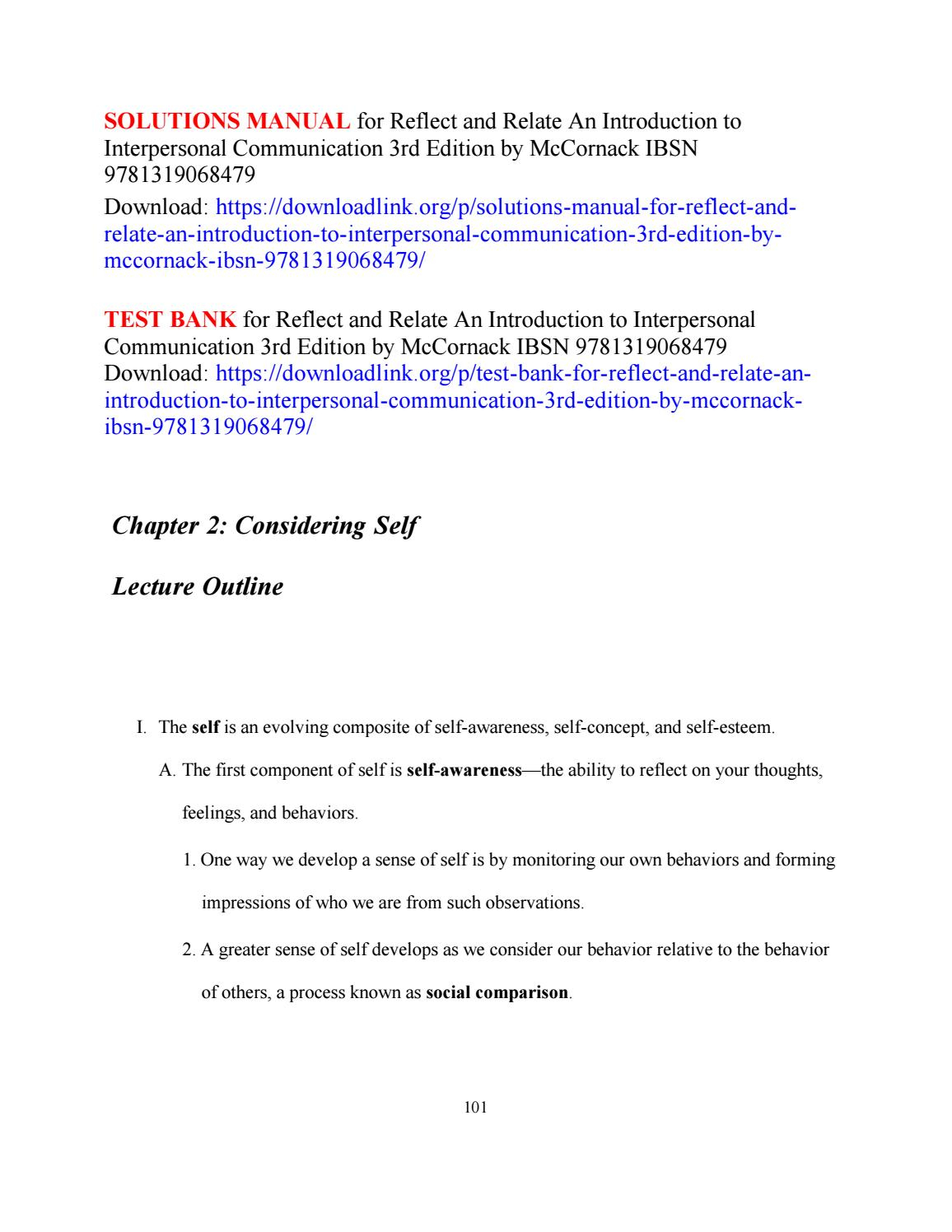 Solutions Manual For Reflect And Relate An Introduction To