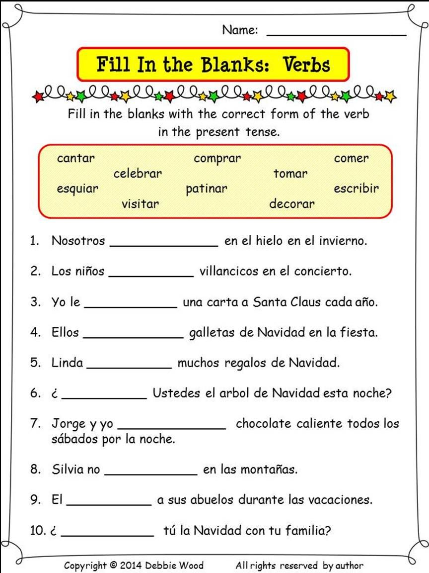 Spanish Christmas Worksheets And Conversation Cards