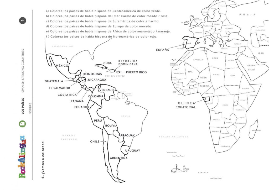 Spanish Speaking Countries | Worksheet | Rockalingua | Espanhol