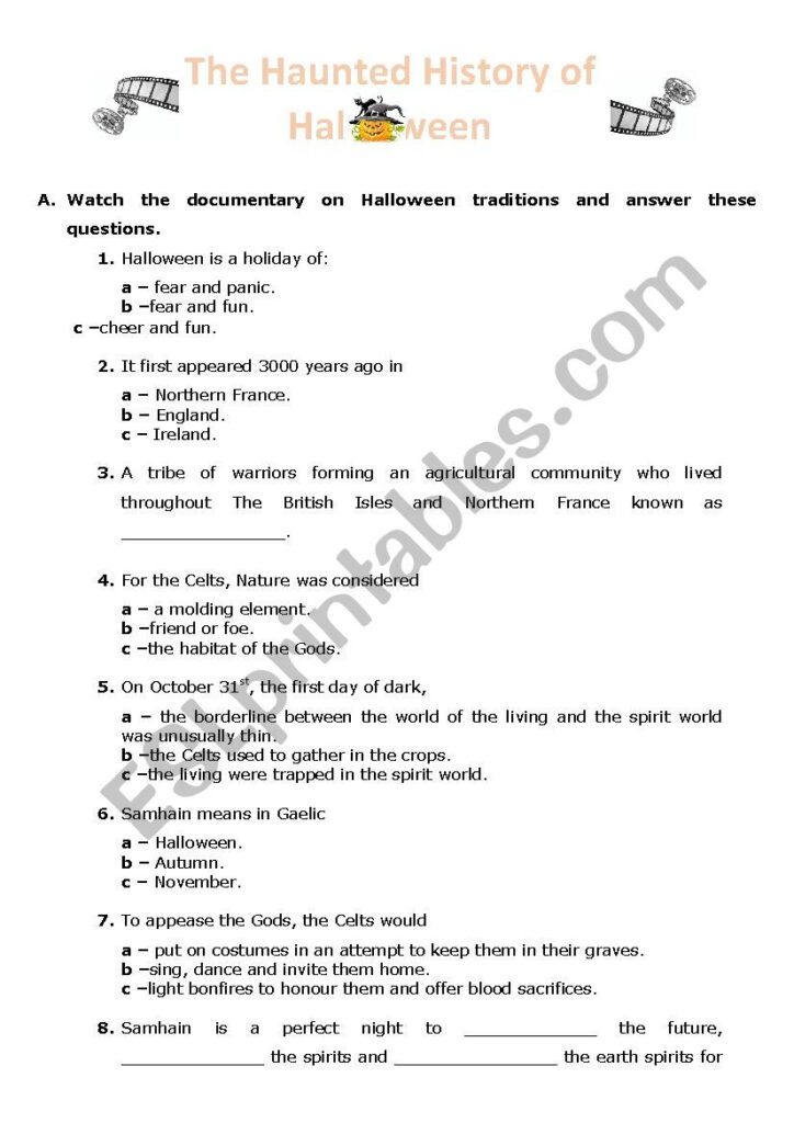 The Haunted History Of Halloween Worksheet Answers   The