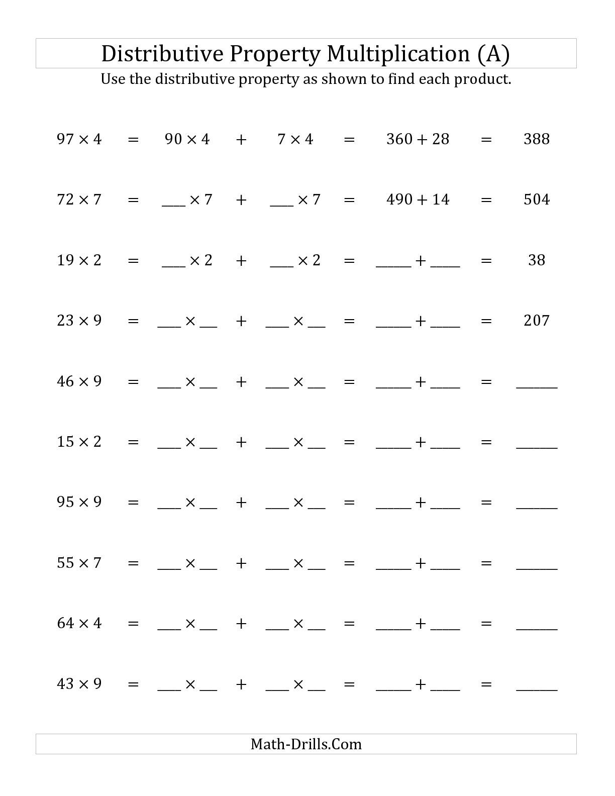  Distributive Law Of Multiplication Ks2 Worksheets AlphabetWorksheetsFree