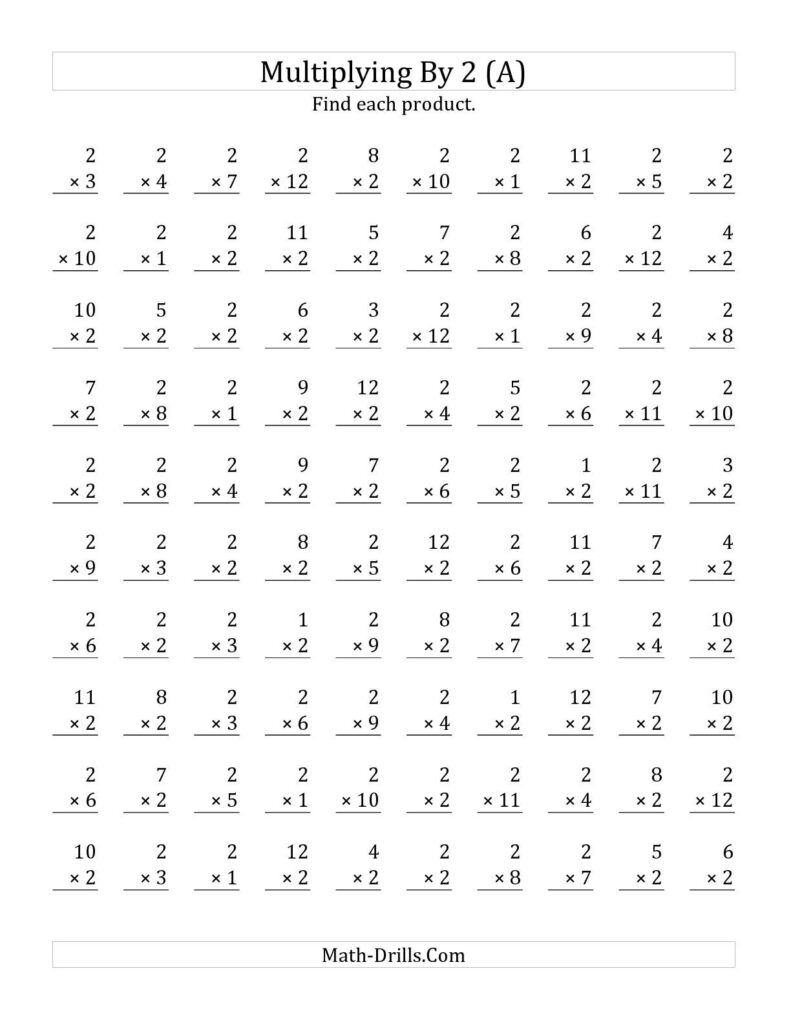The Multiplying 1 To 122 (A) Math Worksheet From The