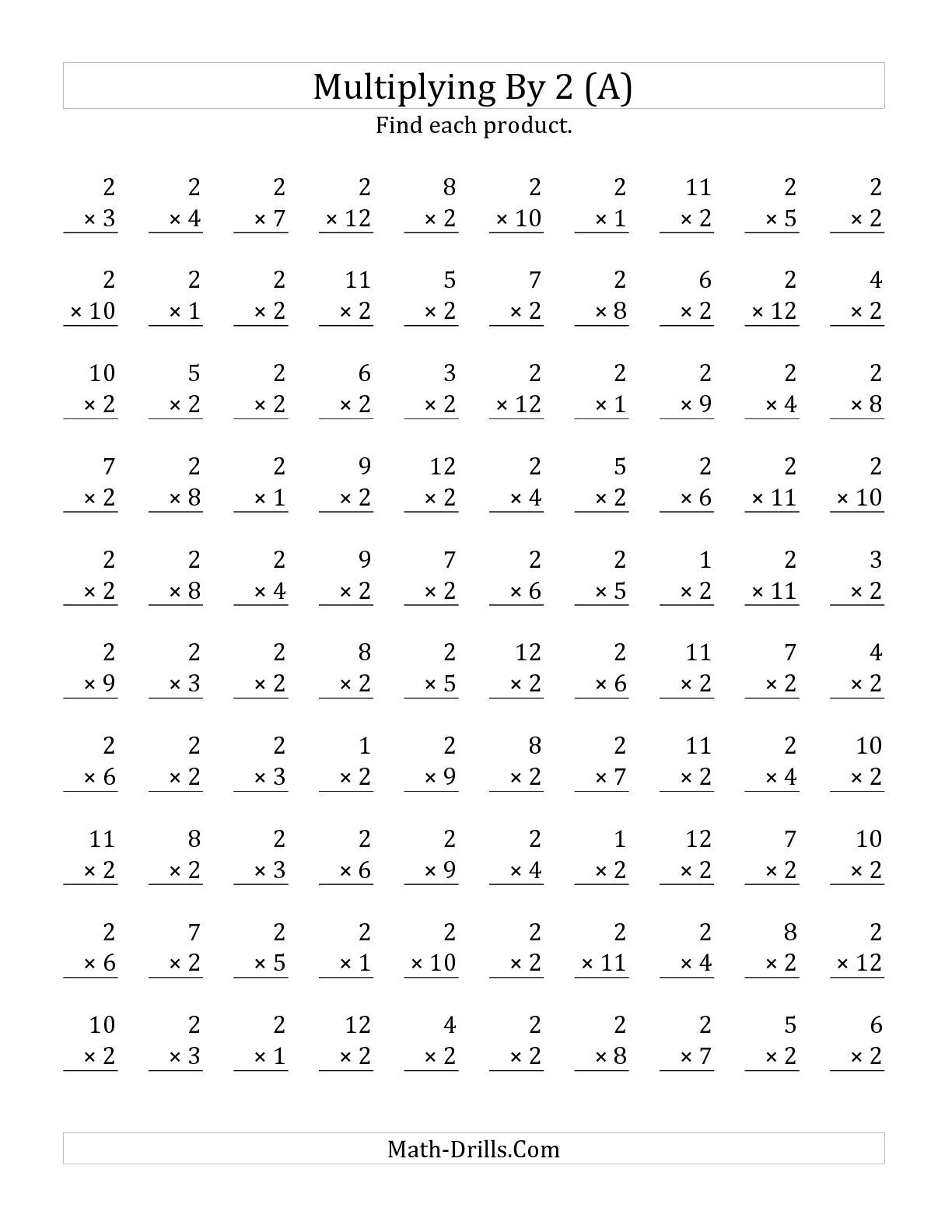 The Multiplying 1 To 122 (A) Math Worksheet From The