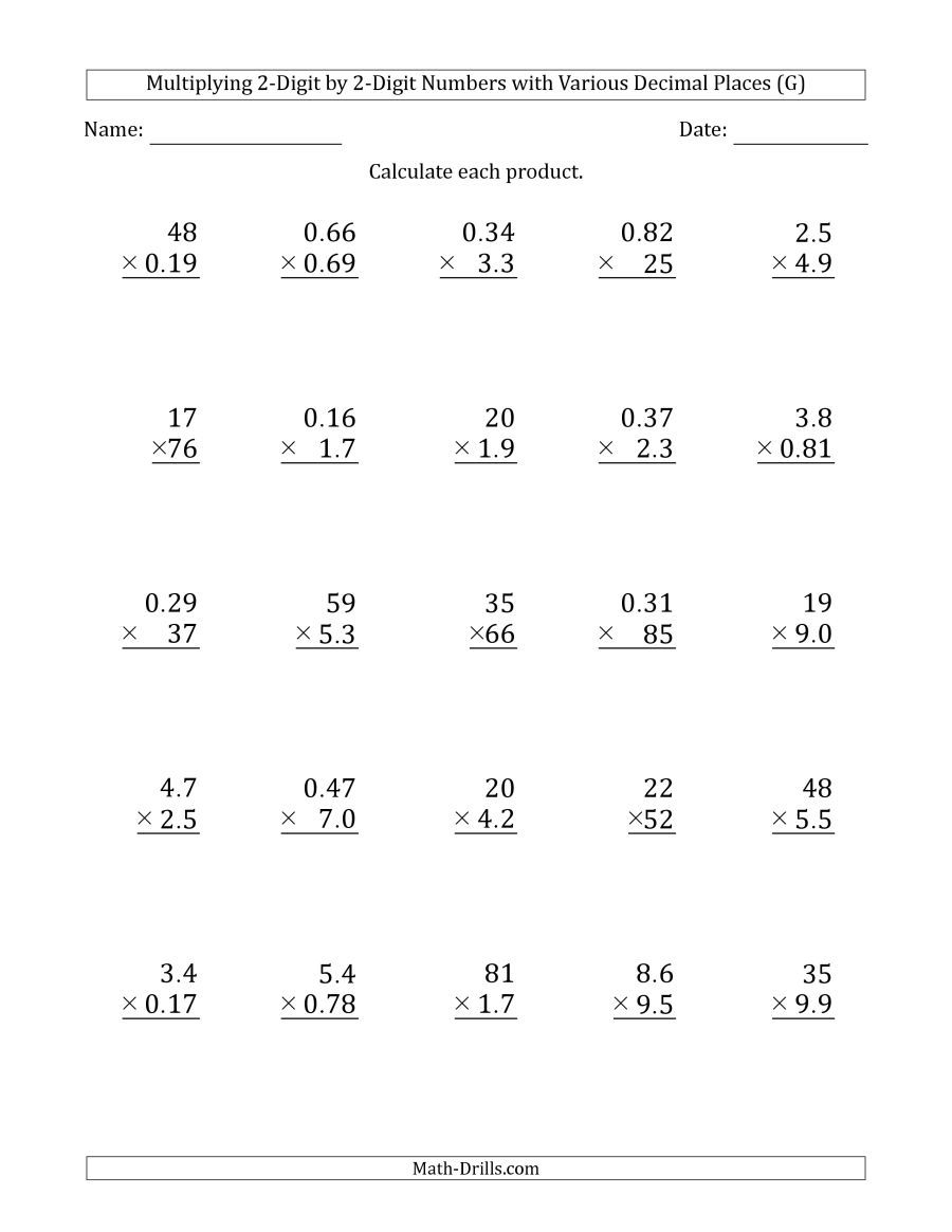 The Multiplying 2-Digit2-Digit Numbers With Various