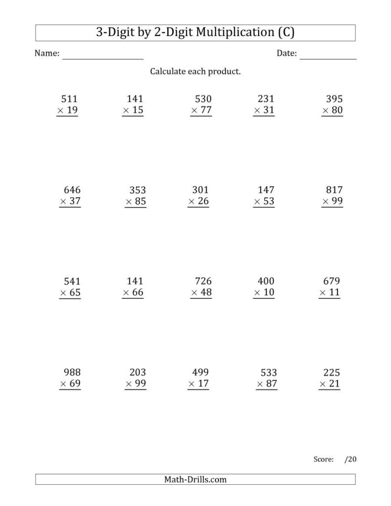 The Multiplying 3 Digit2 Digit Numbers (C) Math