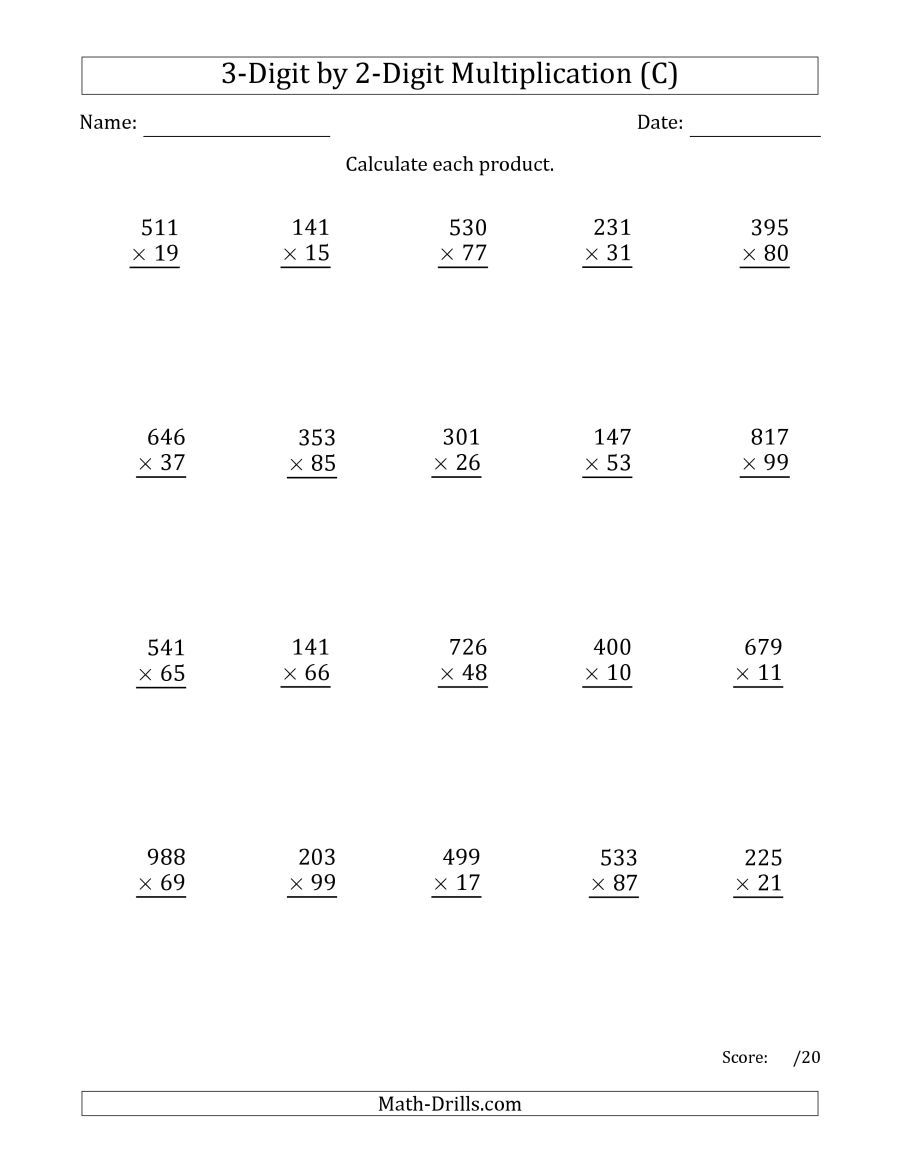 The Multiplying 3-Digit2-Digit Numbers (C) Math