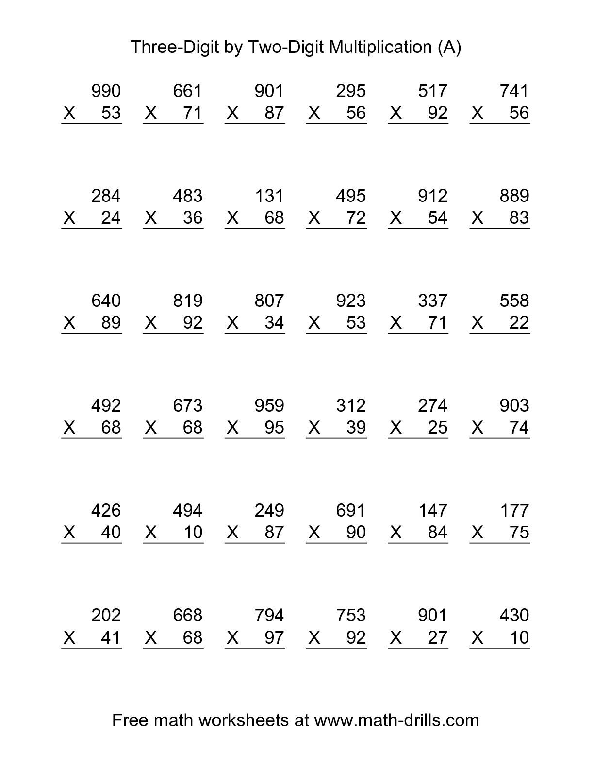 The Multiplying Three-Digittwo-Digit -- 36 Per Page (A