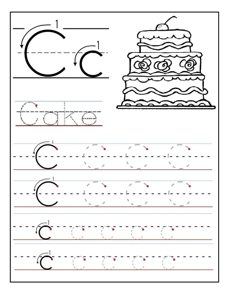 Trace The Letter C Worksheets | Alphabet Worksheets For Letter C Tracing Worksheets For Preschool