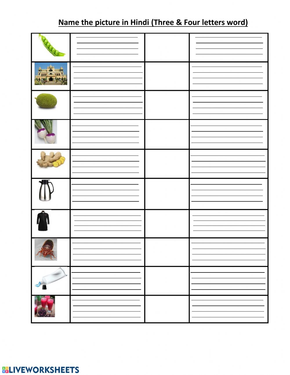 Two Three Letters Words In Hindi Worksheet