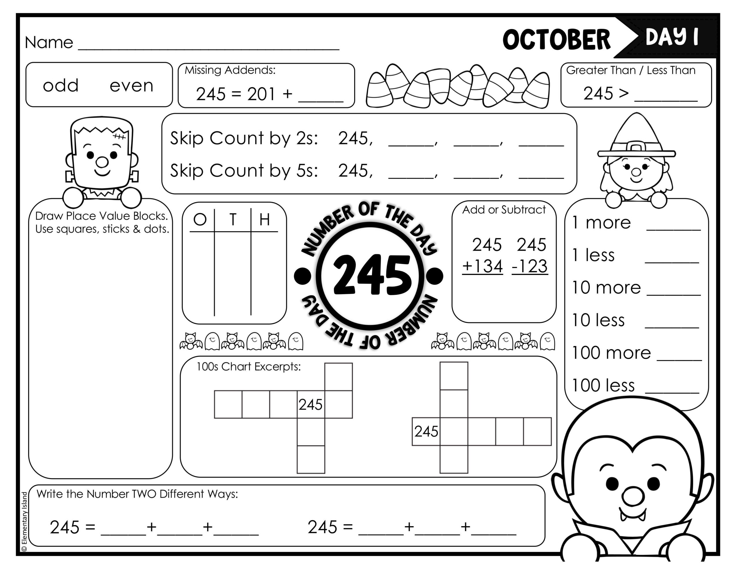 Use These Halloween Number Of The Day Printables To Practice