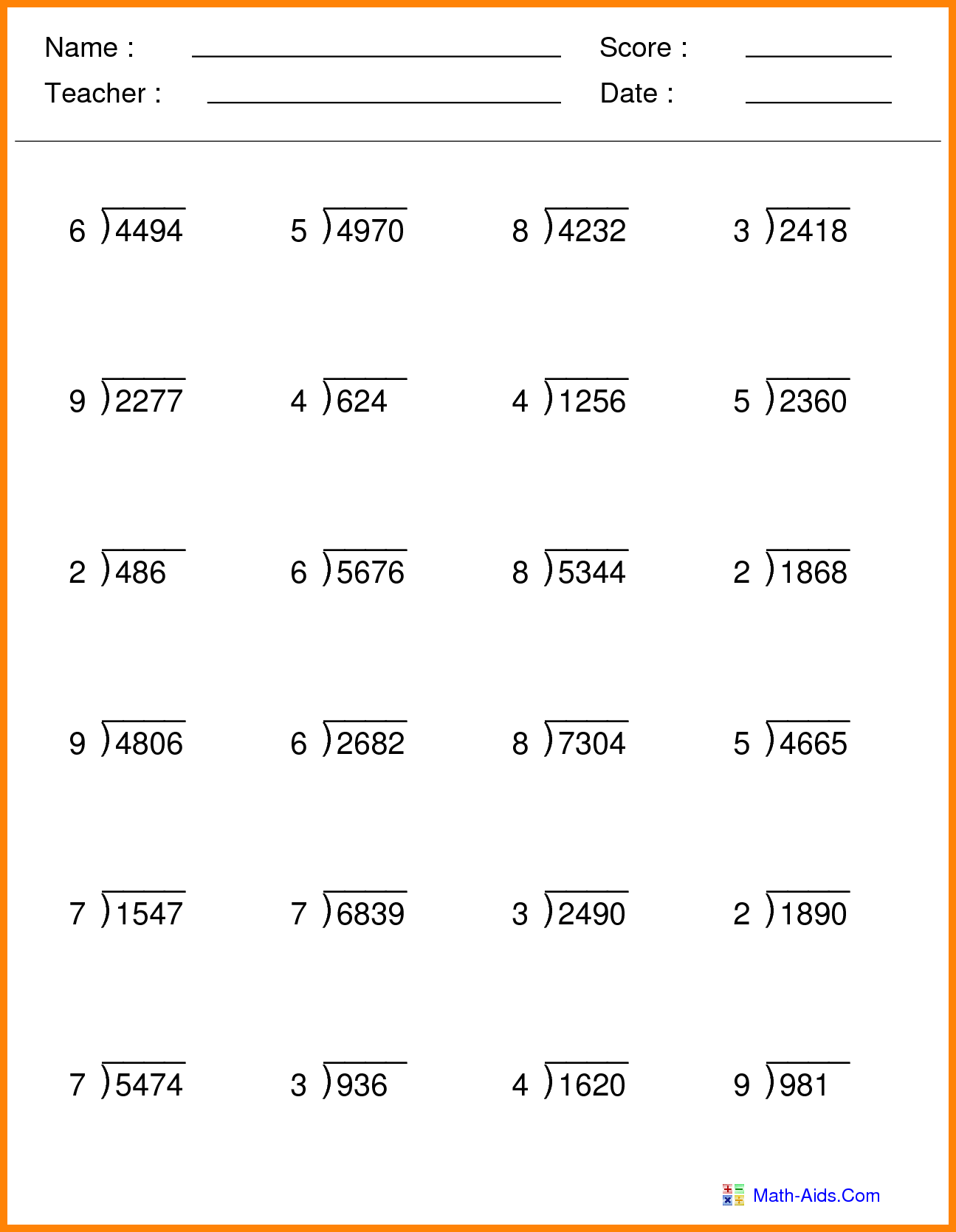 Useful Math Worksheets For Grade 5 Multiplication And